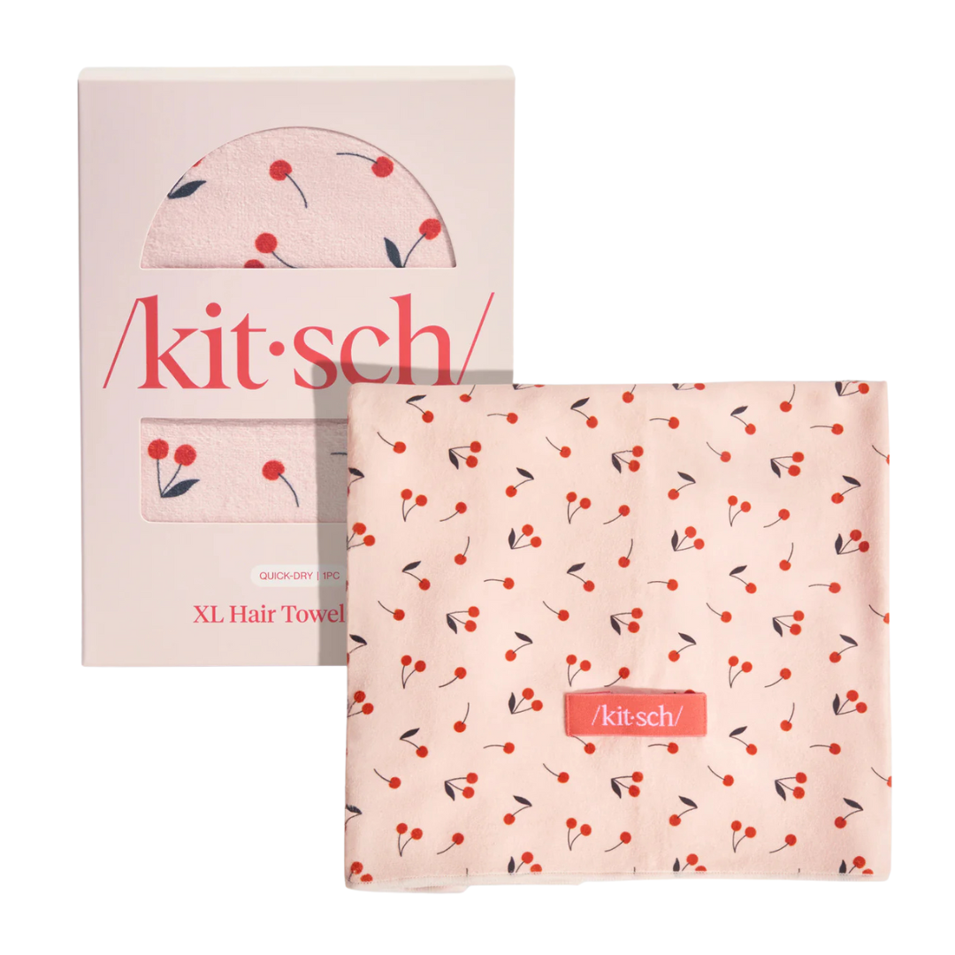 Cherry Print XL Hair Towel Wrap