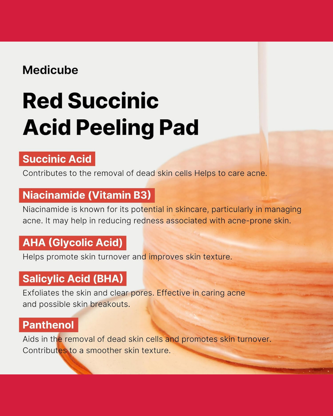 Red Succinic Acid Panthenol Pad (70 pads)