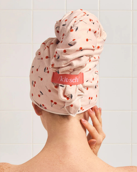 Cherry Print XL Hair Towel Wrap