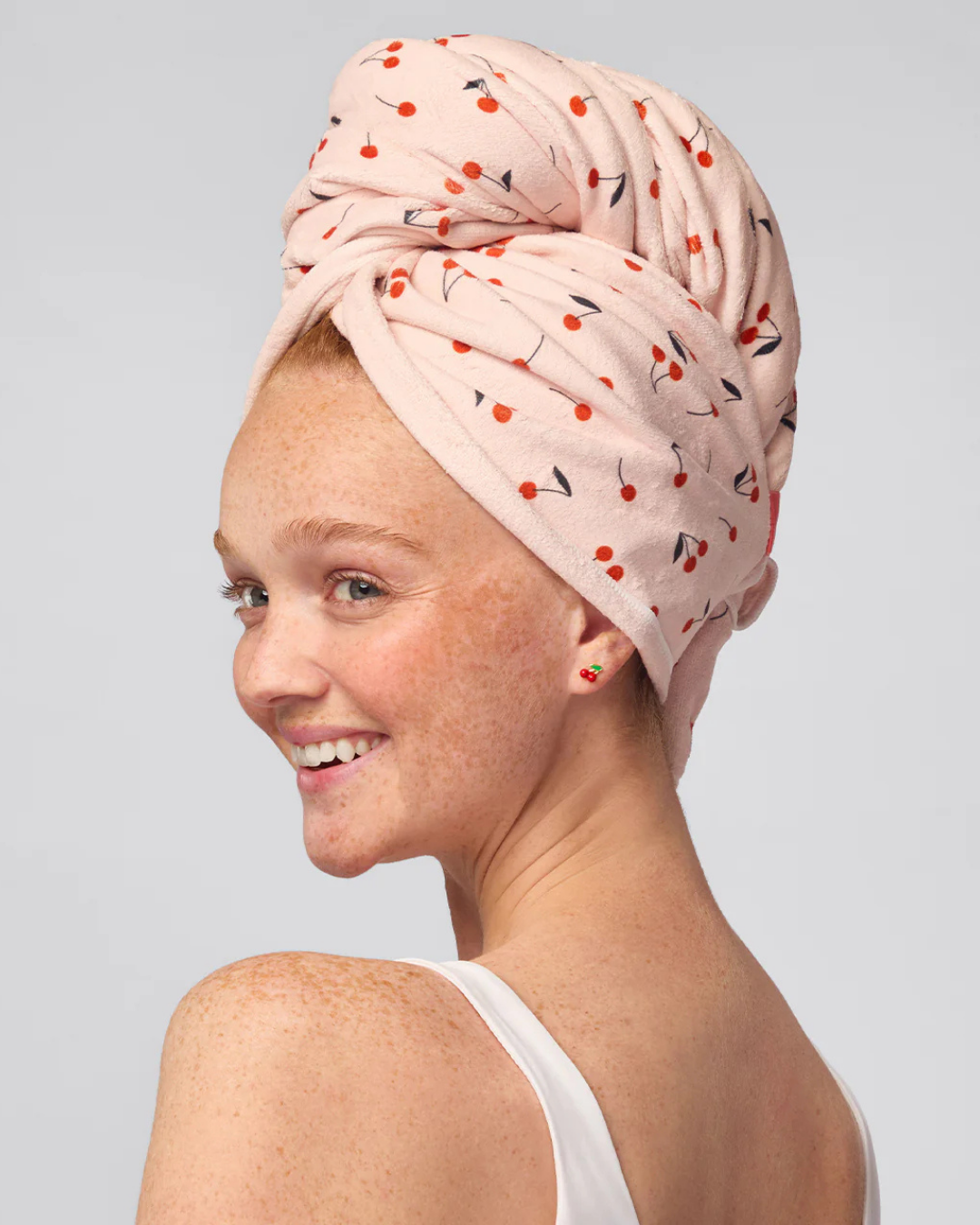 Cherry Print XL Hair Towel Wrap