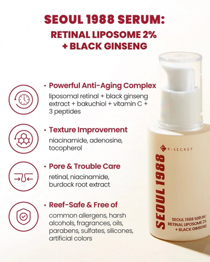 SEOUL 1988 Serum: Retinal Liposome 2% + Black Ginseng 30ml