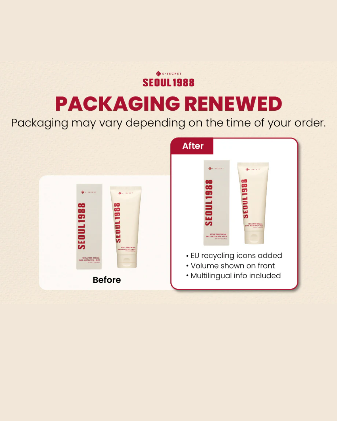 SEOUL 1988 Cream: Snail Mucin 93% + Rice 100ml