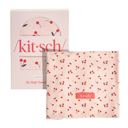 Cherry Print XL Hair Towel Wrap