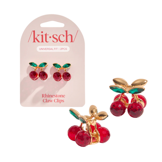 Cherry Rhinestone Claw Clips 2pc Set – Mini