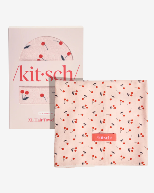 Cherry Print XL Hair Towel Wrap