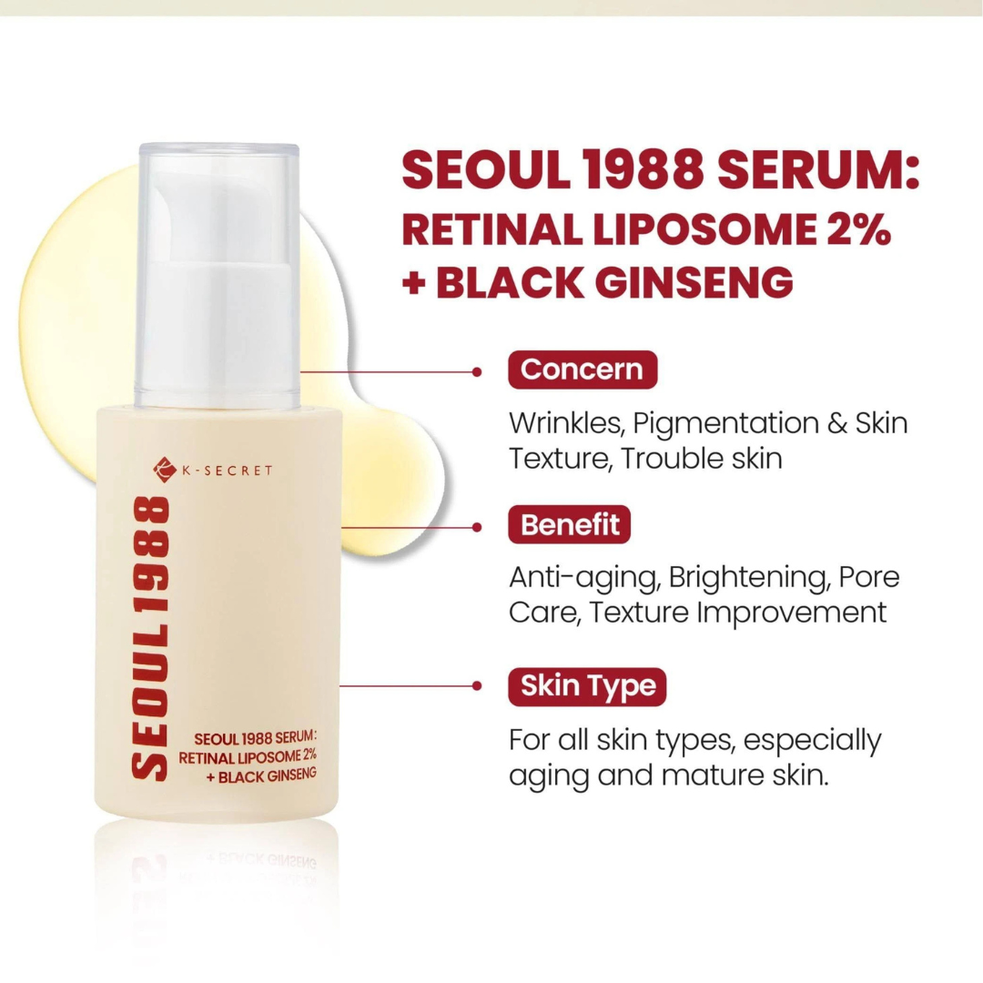 SEOUL 1988 Serum: Retinal Liposome 2% + Black Ginseng 30ml
