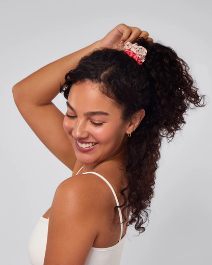 Cherry Blossom Ruched Satin Scrunchies 5pc Set