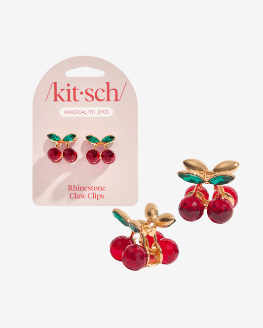 Cherry Rhinestone Claw Clips 2pc Set – Mini